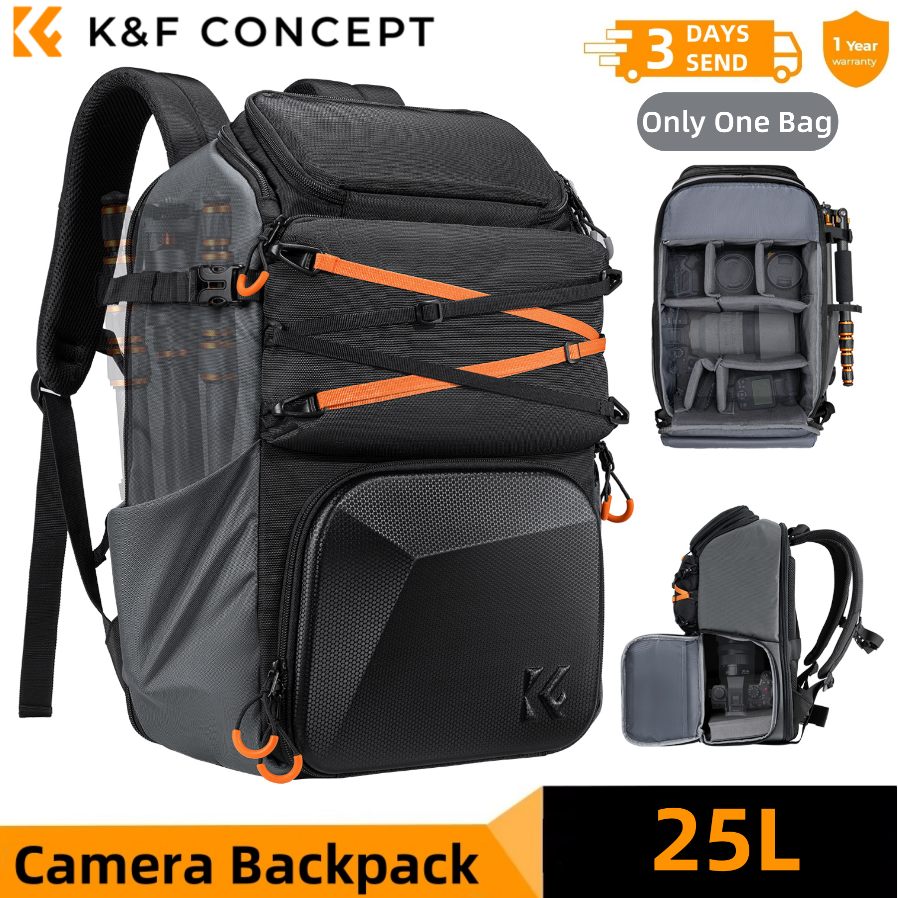 Camera Rain Cover - K&F CONCEPT 25L Outdoor Camera Backpack