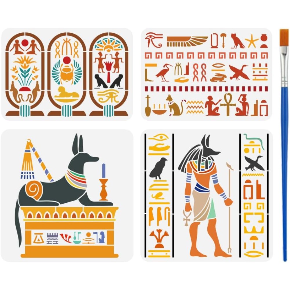 4 PCS Egyptian Symbols Stencil - đánh giá và giá Photography Technique