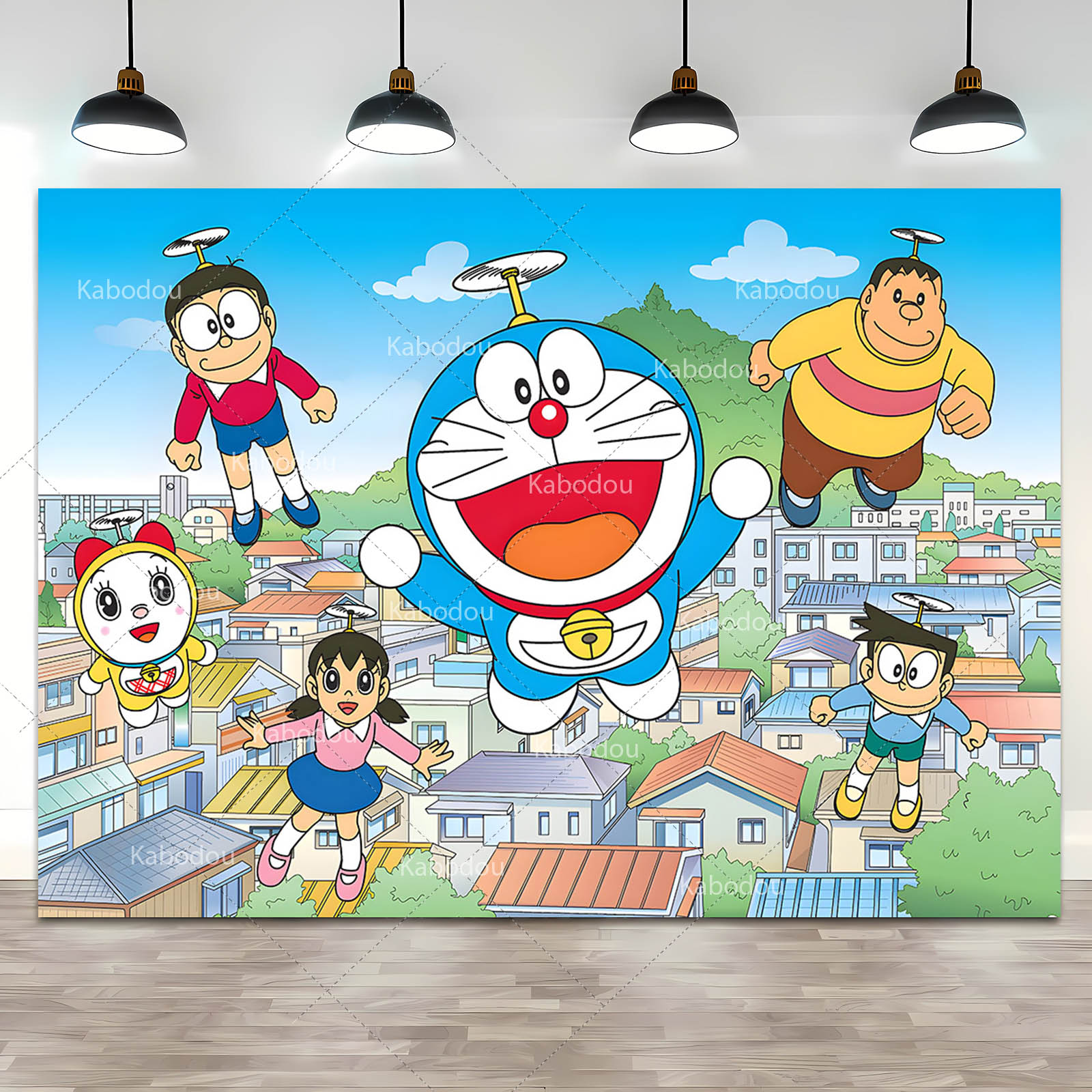 Doraemon Party Backdrop Blue C - đánh giá và giá Photography Aesthetic