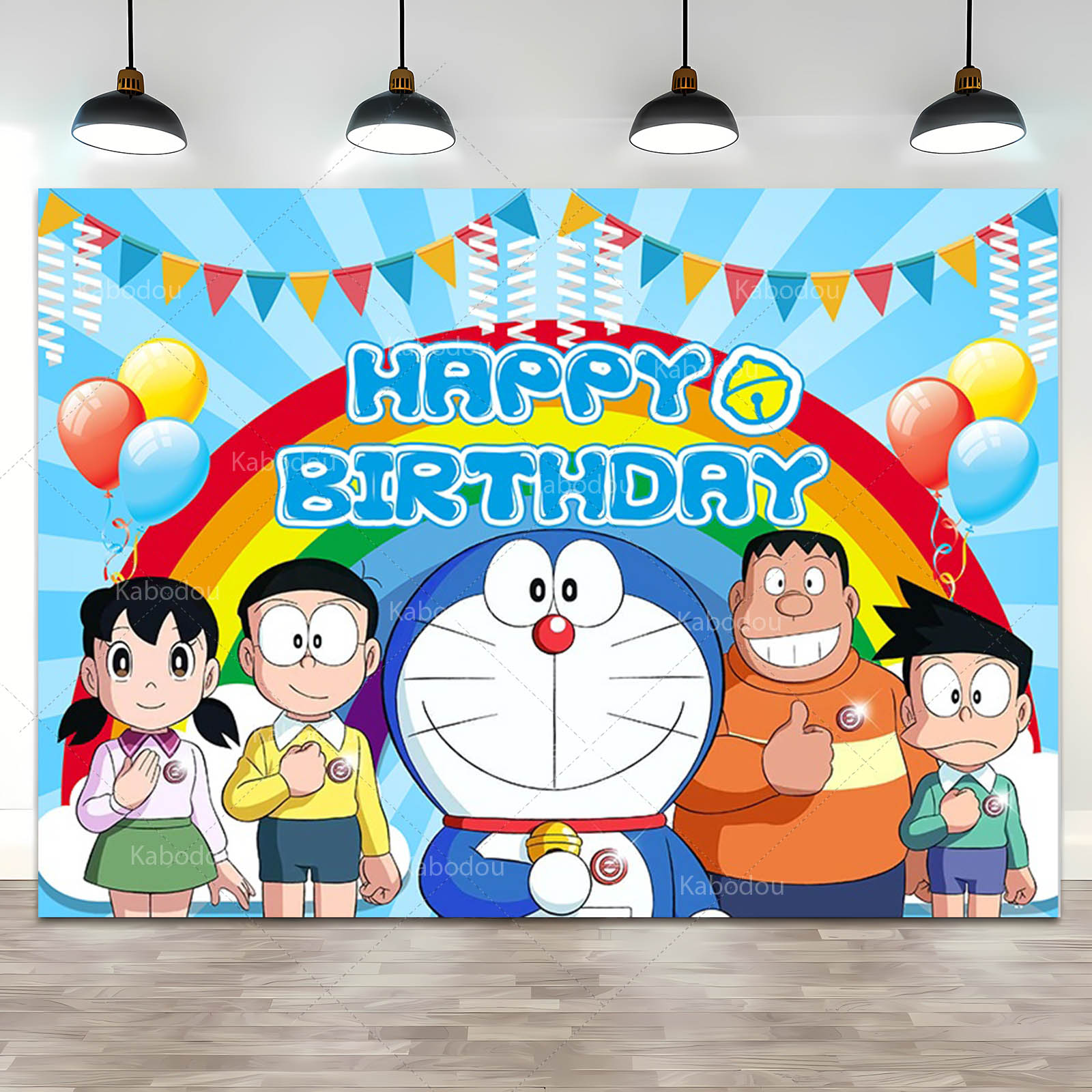 Doraemon Party Backdrop Blue C - đánh giá và giá Photography Aesthetic