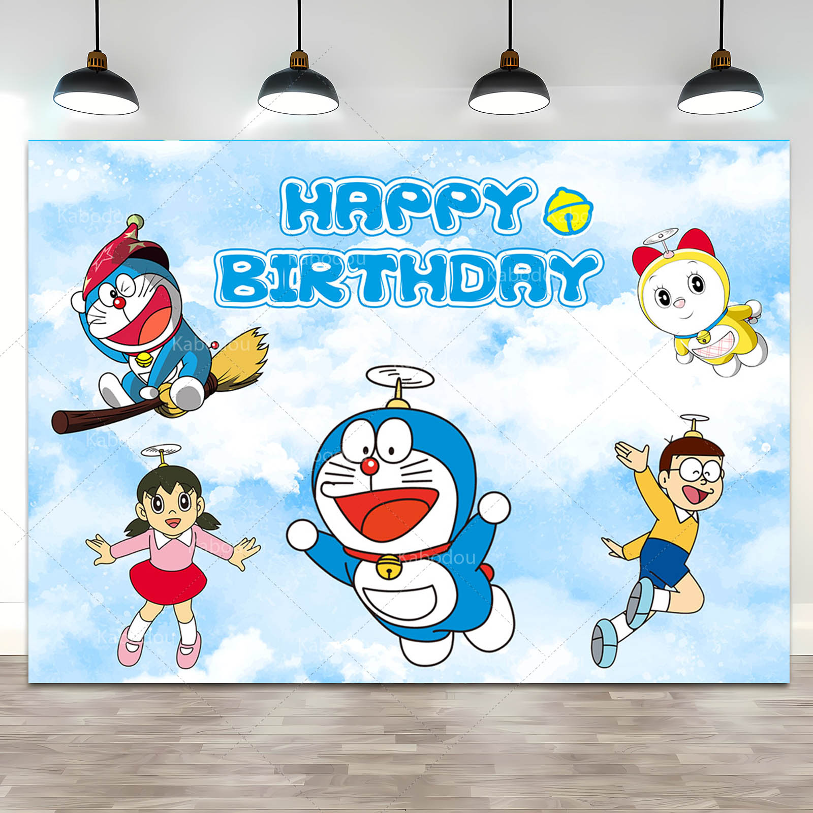 Doraemon Party Backdrop Blue C - đánh giá và giá Photography Aesthetic