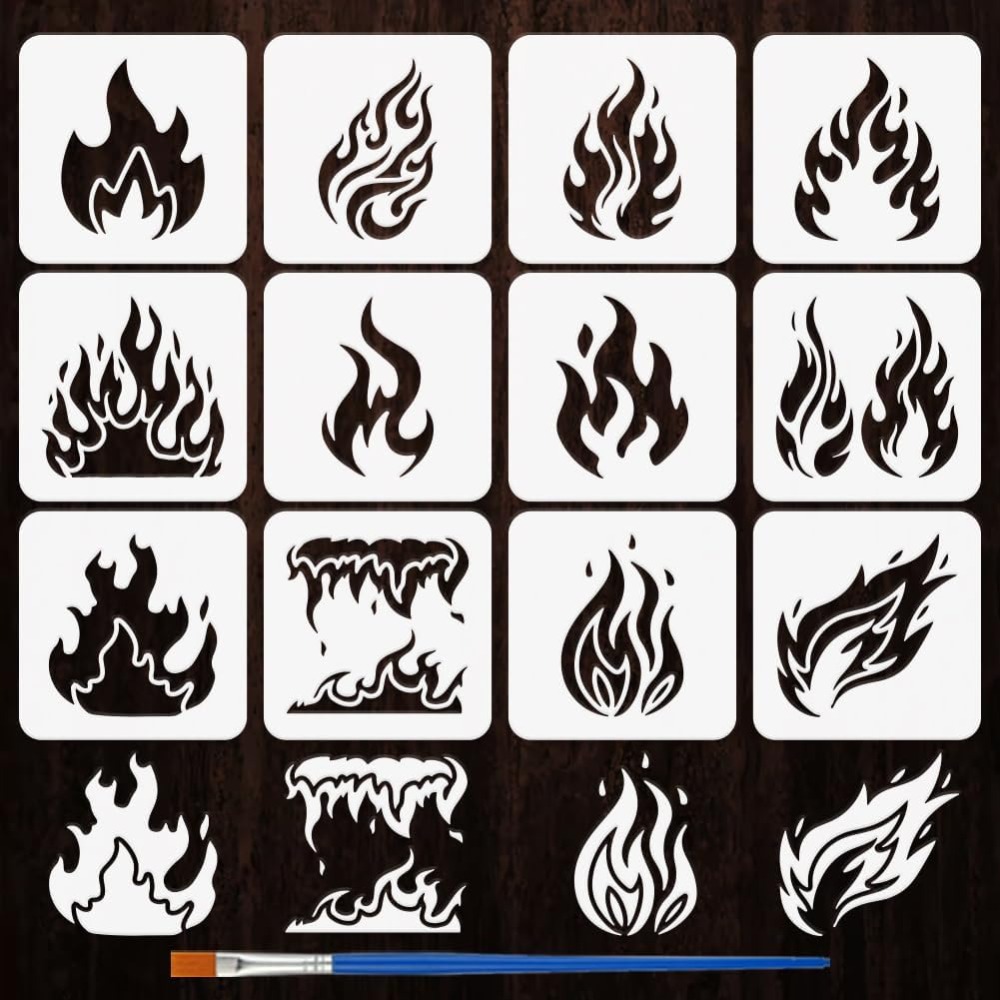 12PCS Flame Painting Stencil w - đánh giá và giá Photography Technique