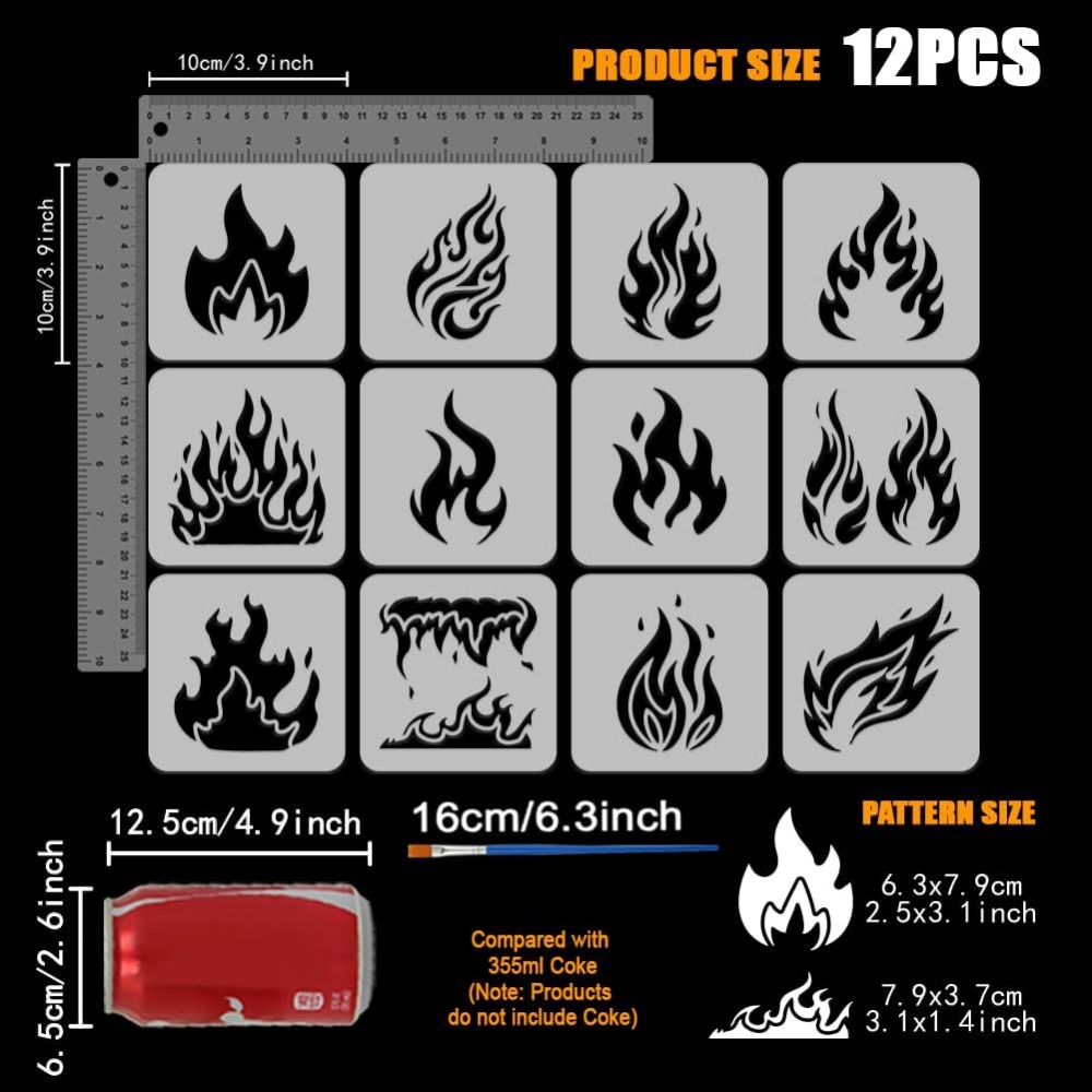 12PCS Flame Painting Stencil w - đánh giá và giá Photography Technique